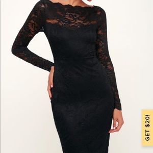 Margalo Black Lace Long Sleeve Bodycon Dress